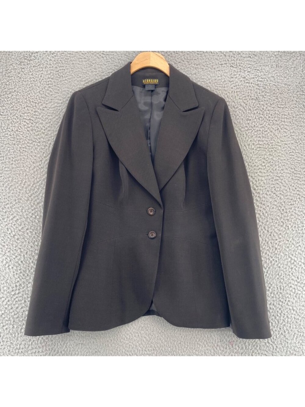 Georgiou Studio Blazer Womens 4 Vintage Black Career Concepts Wool Blend Jacket*